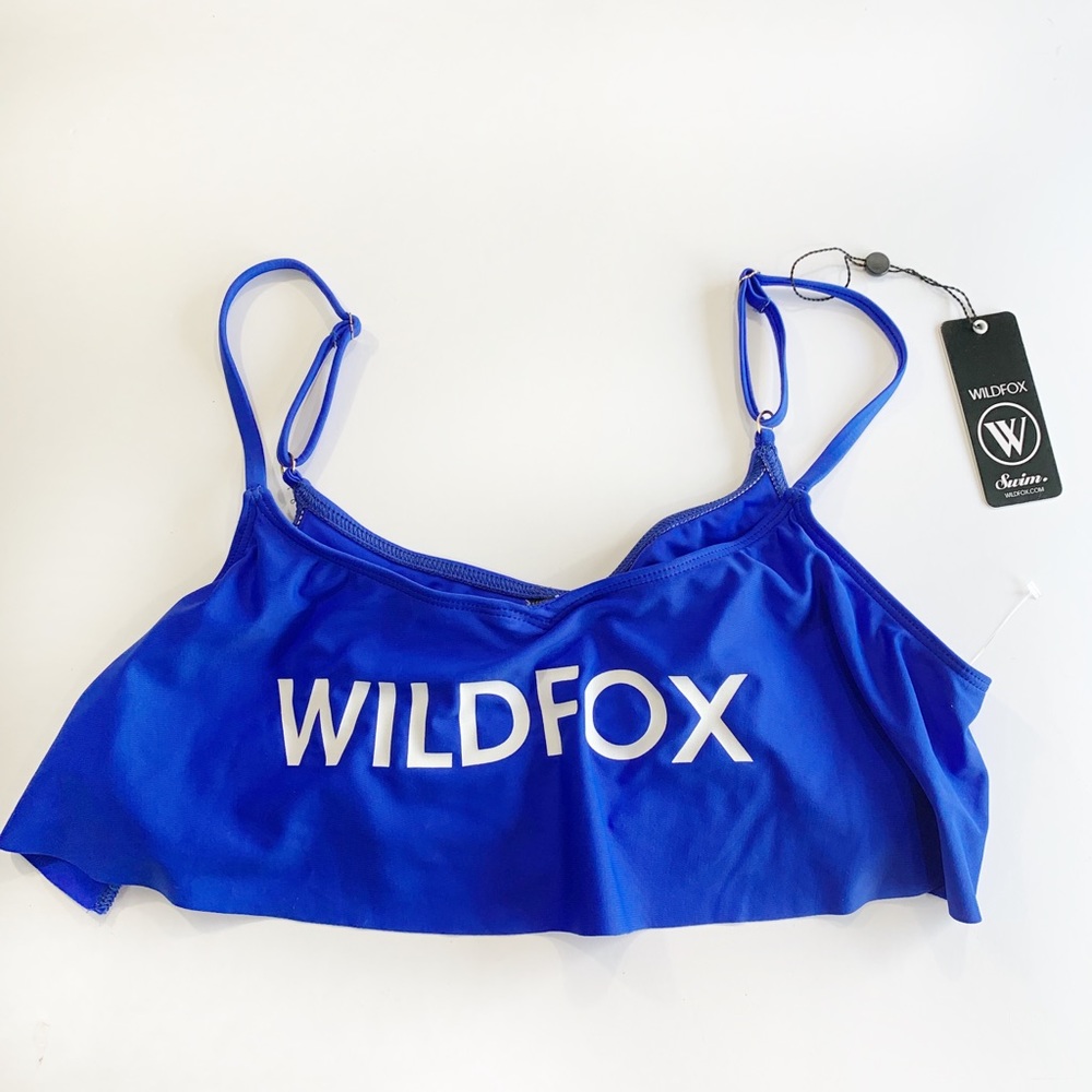 Wildfox Swim Staycation Blue Bikini Top Large